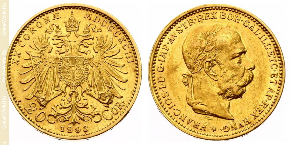 20 coronas 1893, Austria