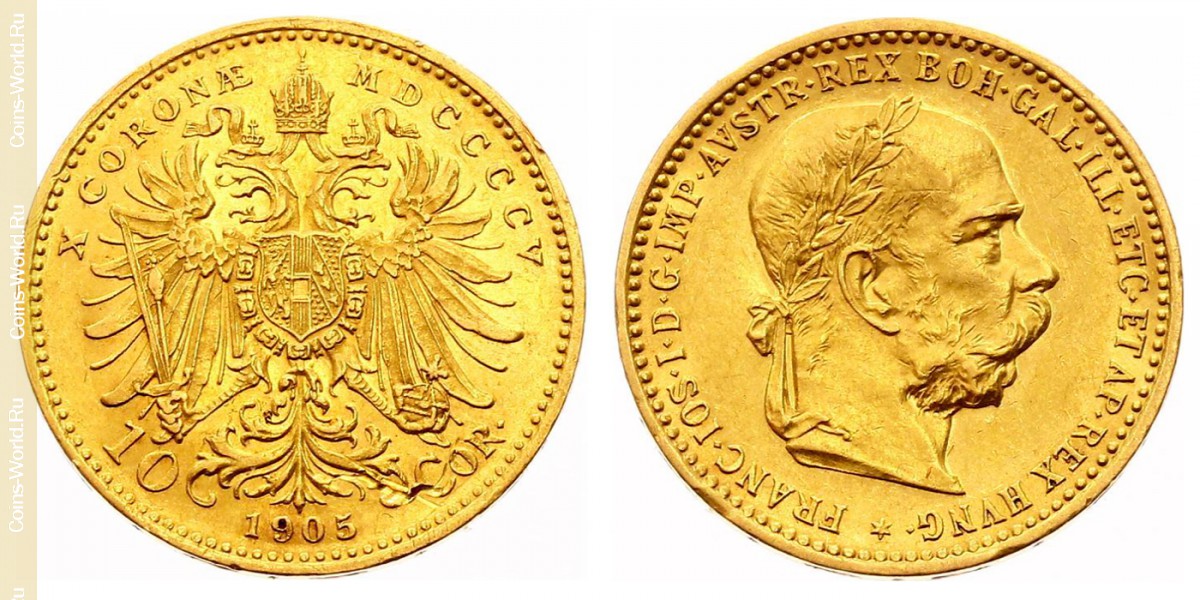 10 coronas 1905, Austria