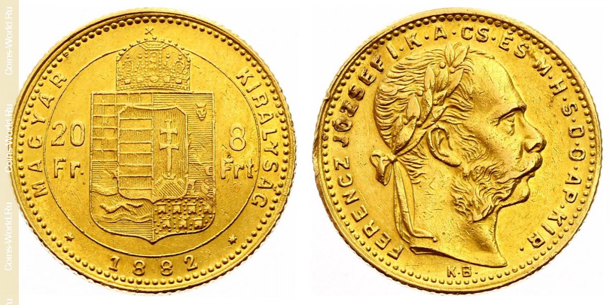 8 forintos 1882, Hungría