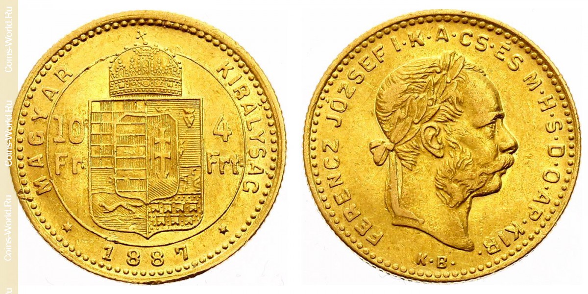 4 forint 1887, Hungría