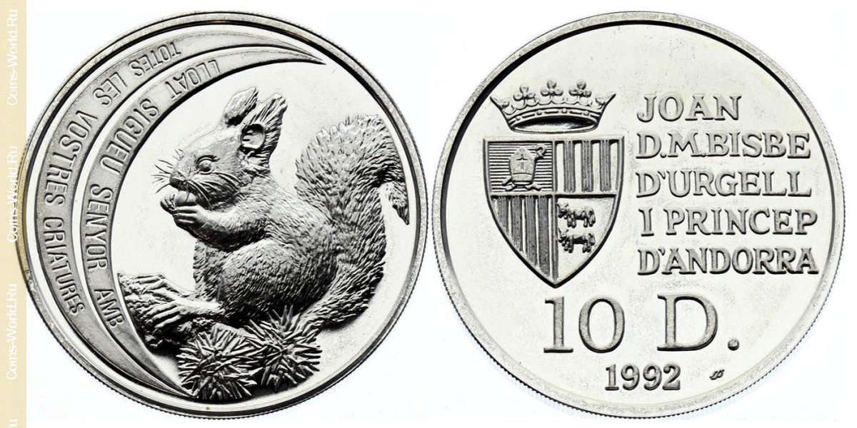 10 dinheiros 1992, Esquilo comum, Andorra