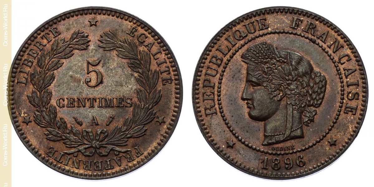 5 céntimos 1896, Francia
