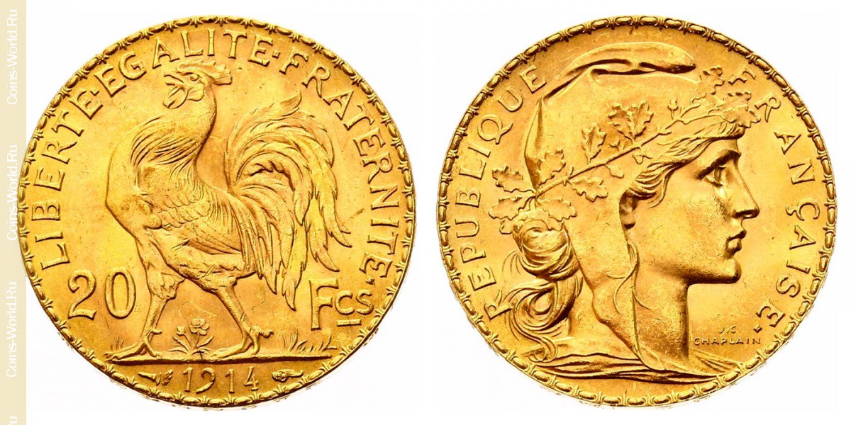 20 франков 1914 года, Франция