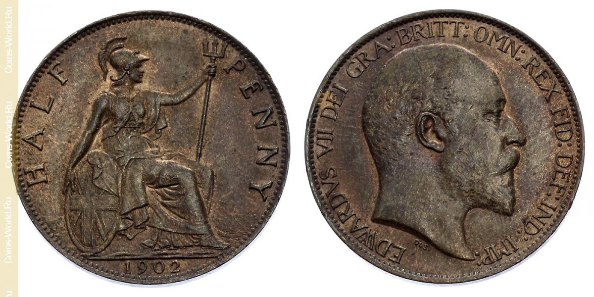 ½ pence 1902, Reino Unido