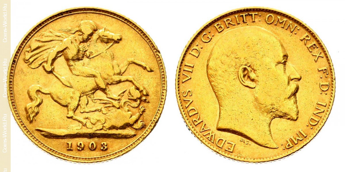 ½ libra (media soberana) 1903, Reino Unido