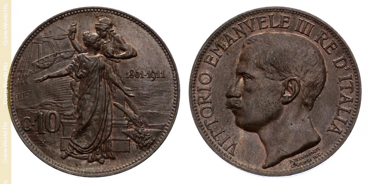10 Centesimi 1911, 50 Jahre Königreich Italien, Italien