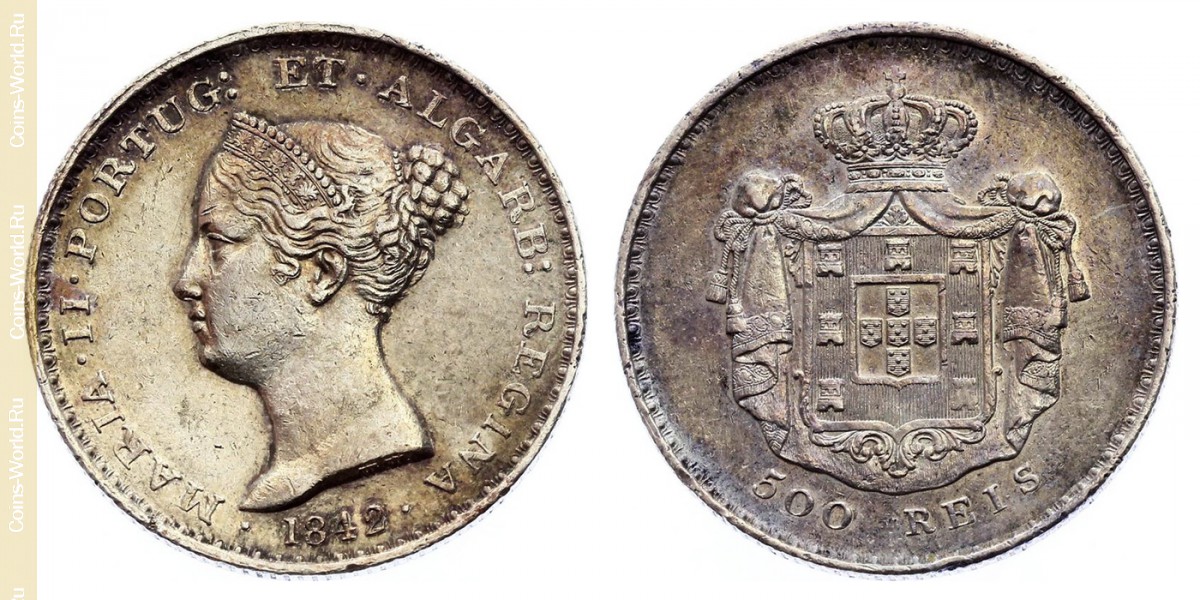 500 reis 1844, Portugal