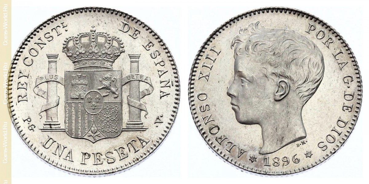 1 peseta 1896, Espanha