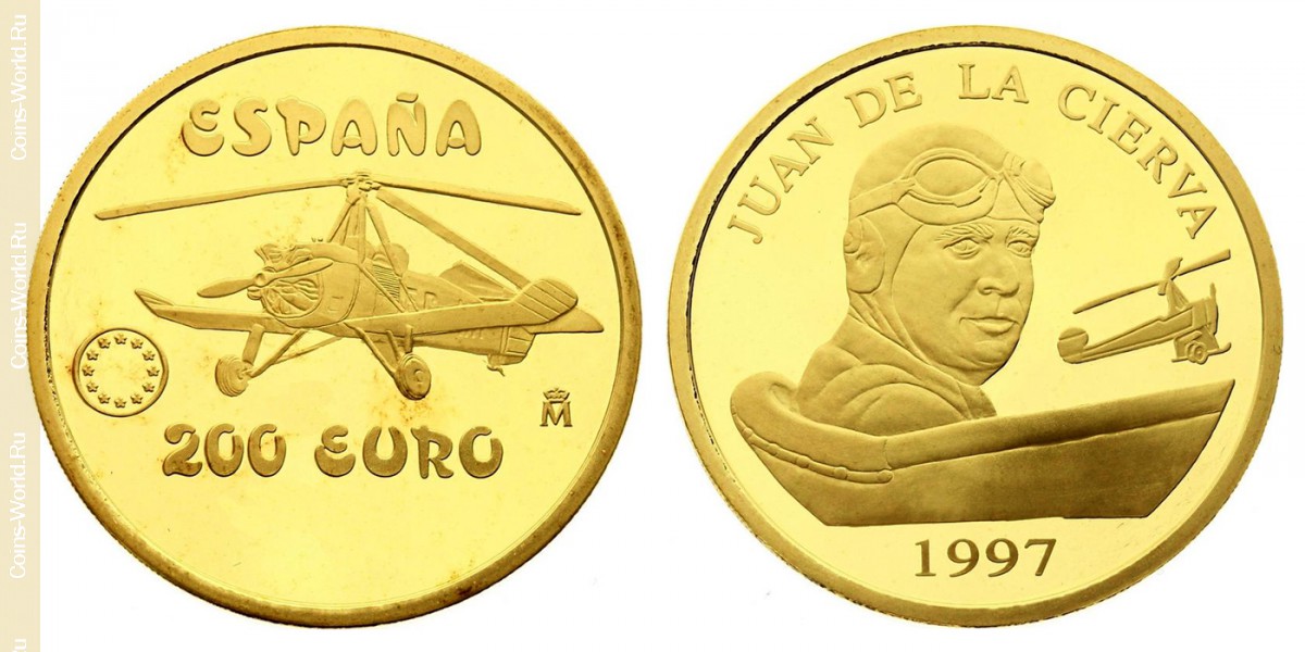 200 euro 1997, Homage to the Spanish aviation -Juan de la Cierva, Spain