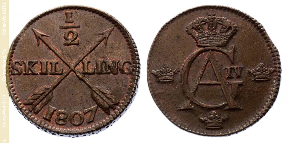 ½ скиллинга 1807 года, Швеция
