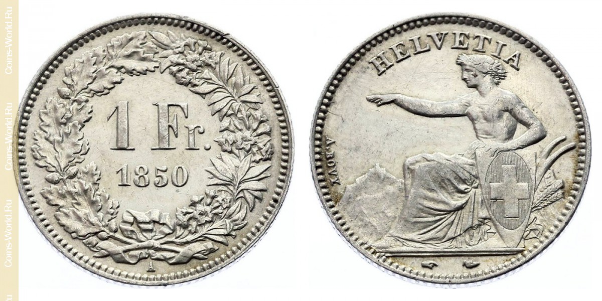 1 франк 1850 года, Швейцария