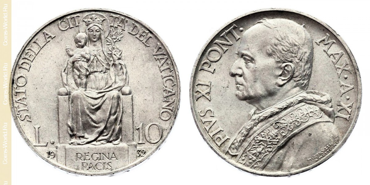 10 liras 1932, Ciudad del Vaticano