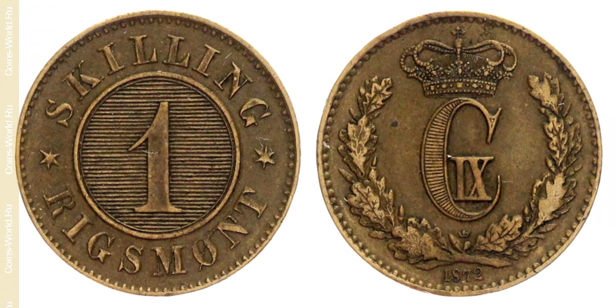 1 скиллинг-ригсмёнт 1872 года, Дания
