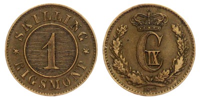 1 скиллинг-ригсмёнт 1872 года