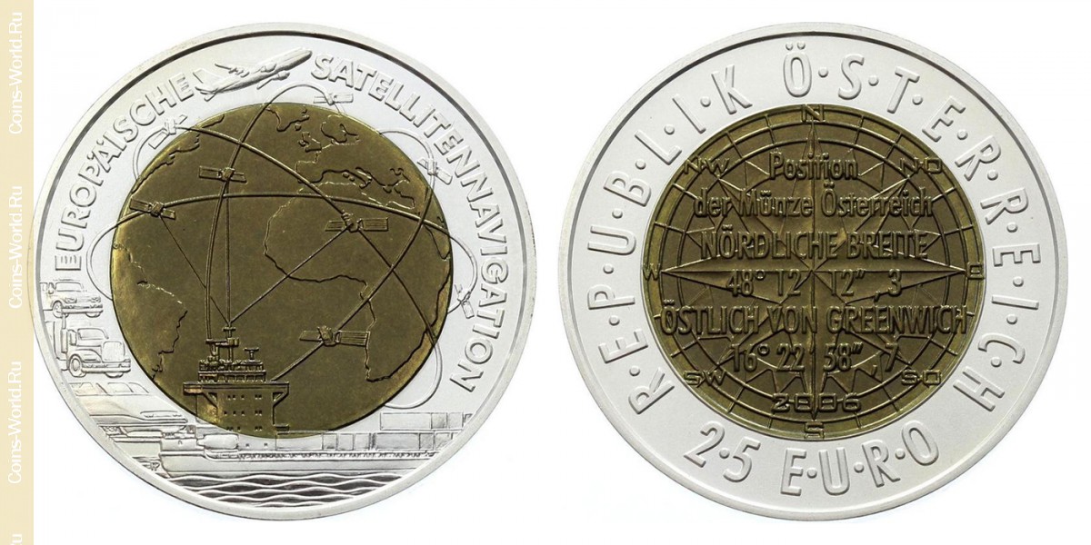 25 euros 2006, Serie de niobio de plata - Satélite europeo de navegación, Austria