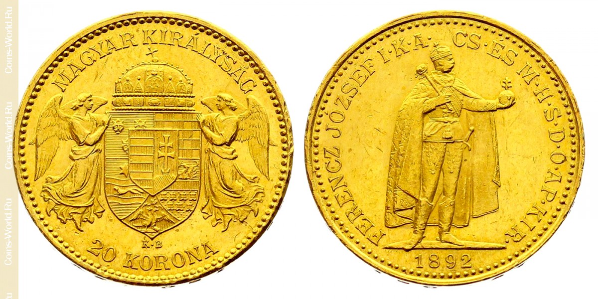 20 Coronas 1892, Hungría