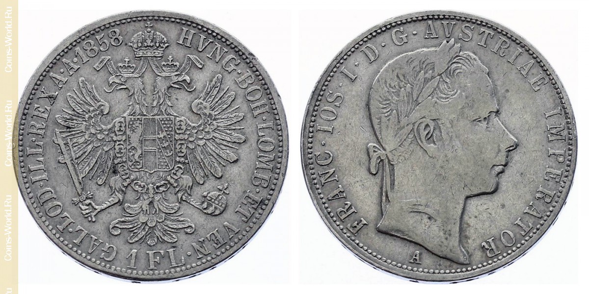 1 florín 1858 A, Austria