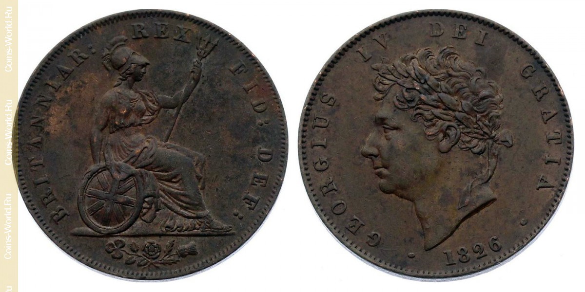 ½ Penny 1826, Großbritannien