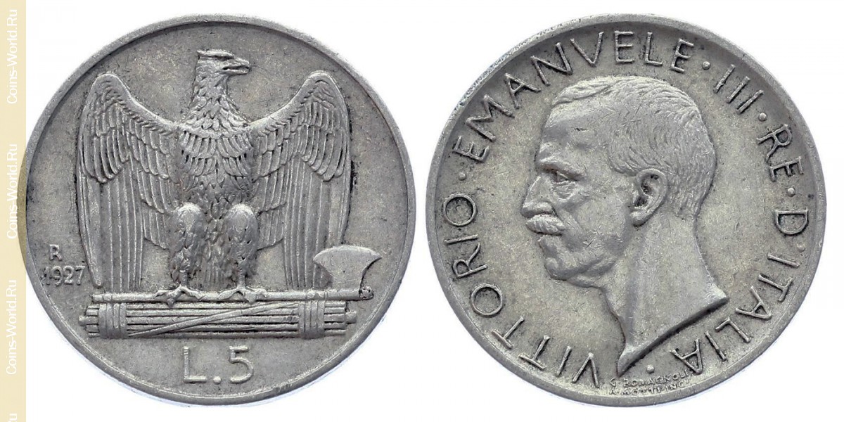 5 liras 1927, Italia