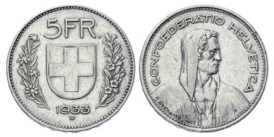 5 франков 1933 года