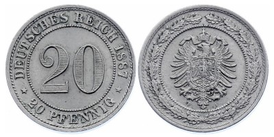 20 pfennig 1887 F