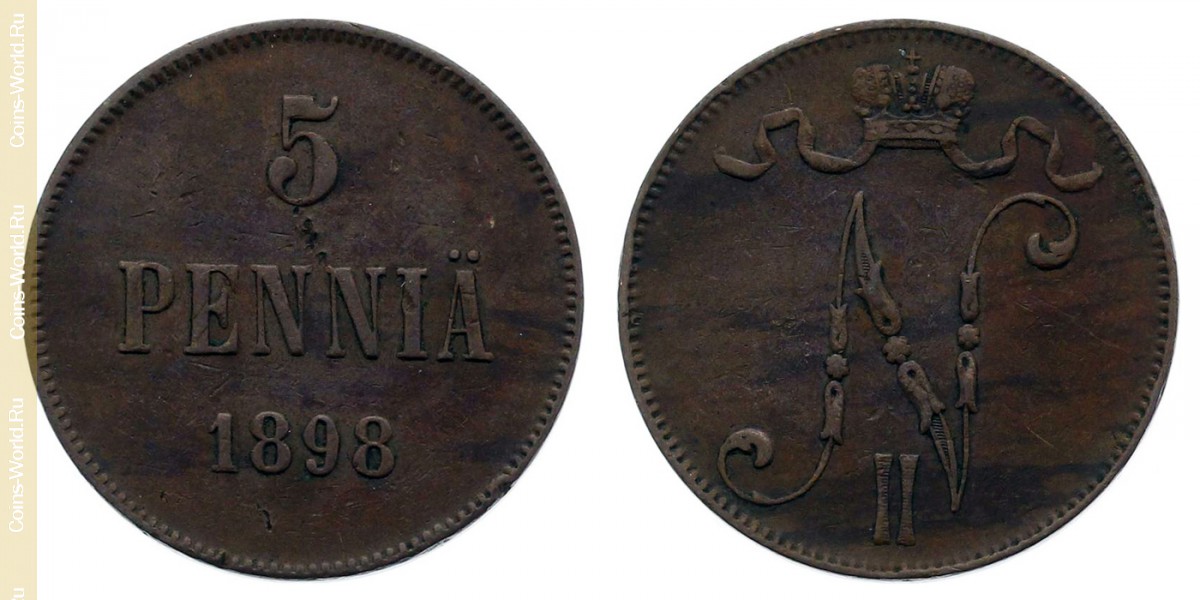 5 penniä 1898, Finlândia