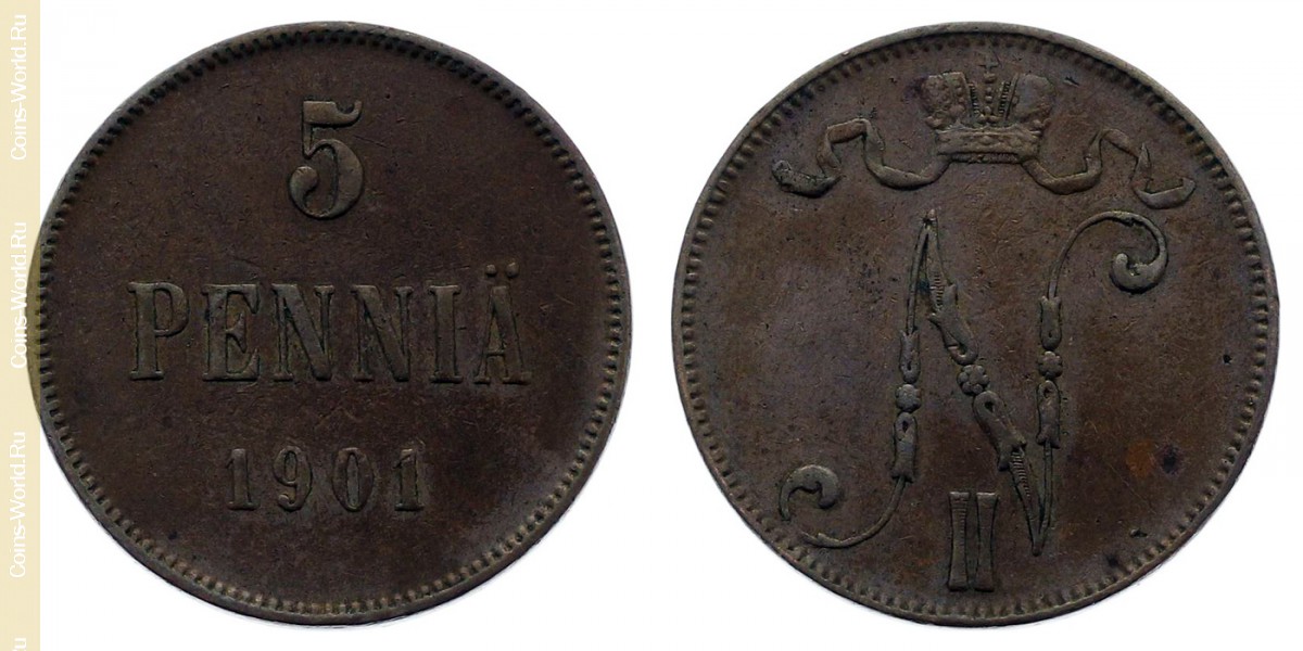 5 penniä 1901, Finlandia