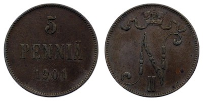 5 penniä 1901