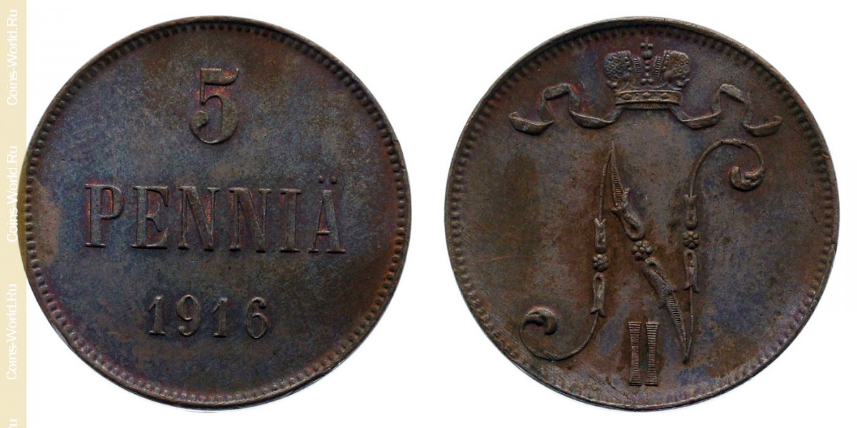 5 penniä 1916, Finlândia