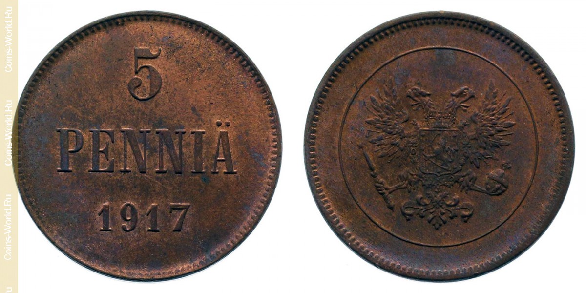 5 penniä 1917, Finlândia