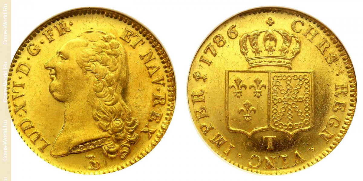 2 d'Or 1786 T, France