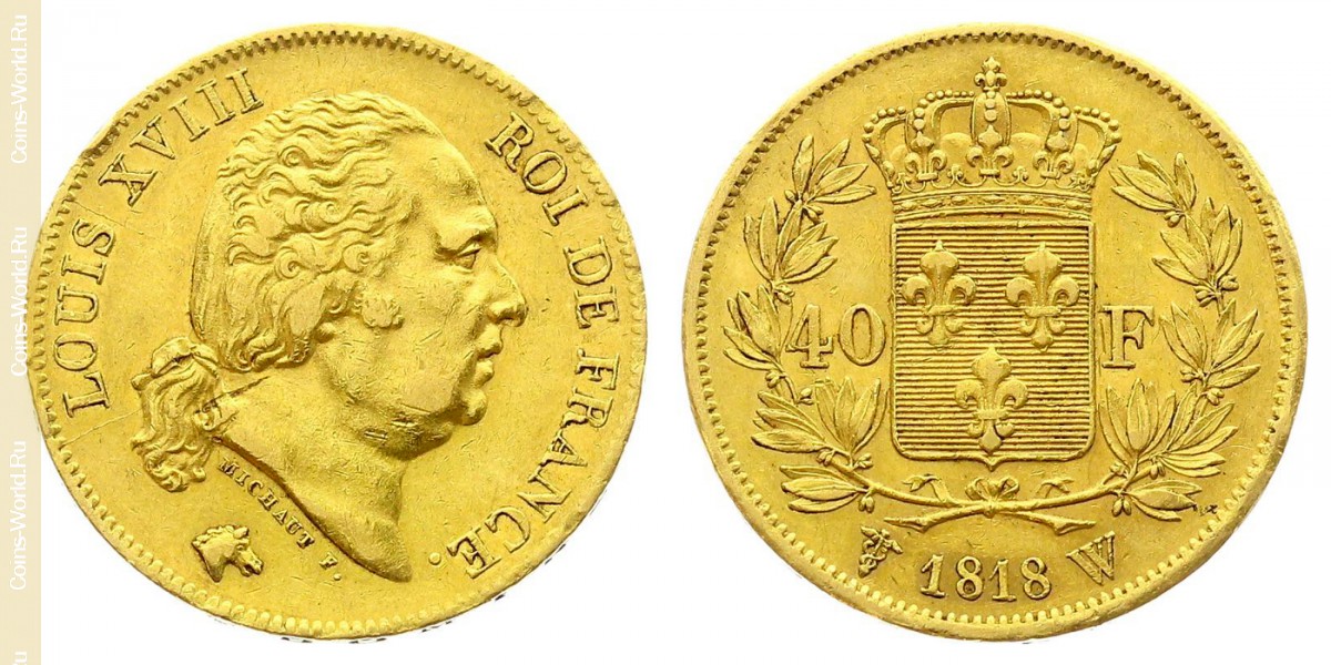 40 francs 1818 W, France