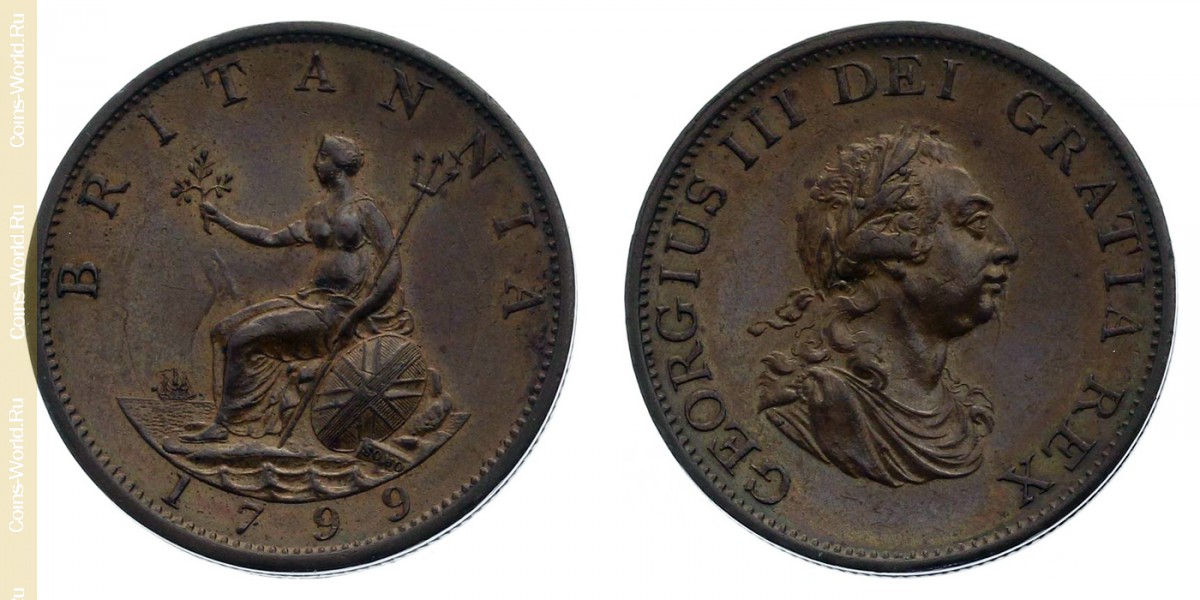 ½ penique 1799, Reino Unido