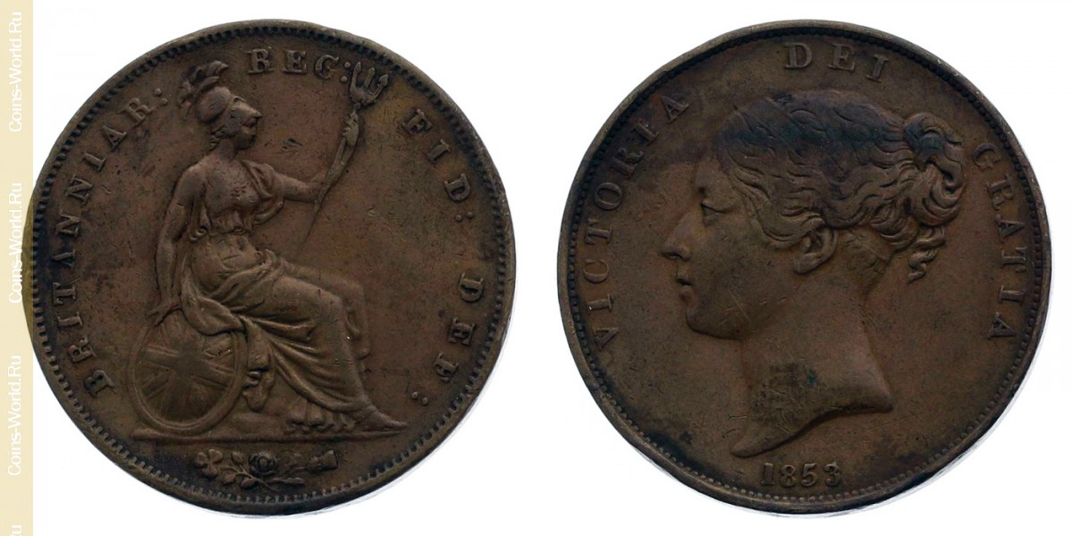 1 penique 1853, Reino Unido
