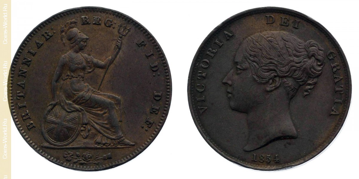 1 penique 1854, Reino Unido