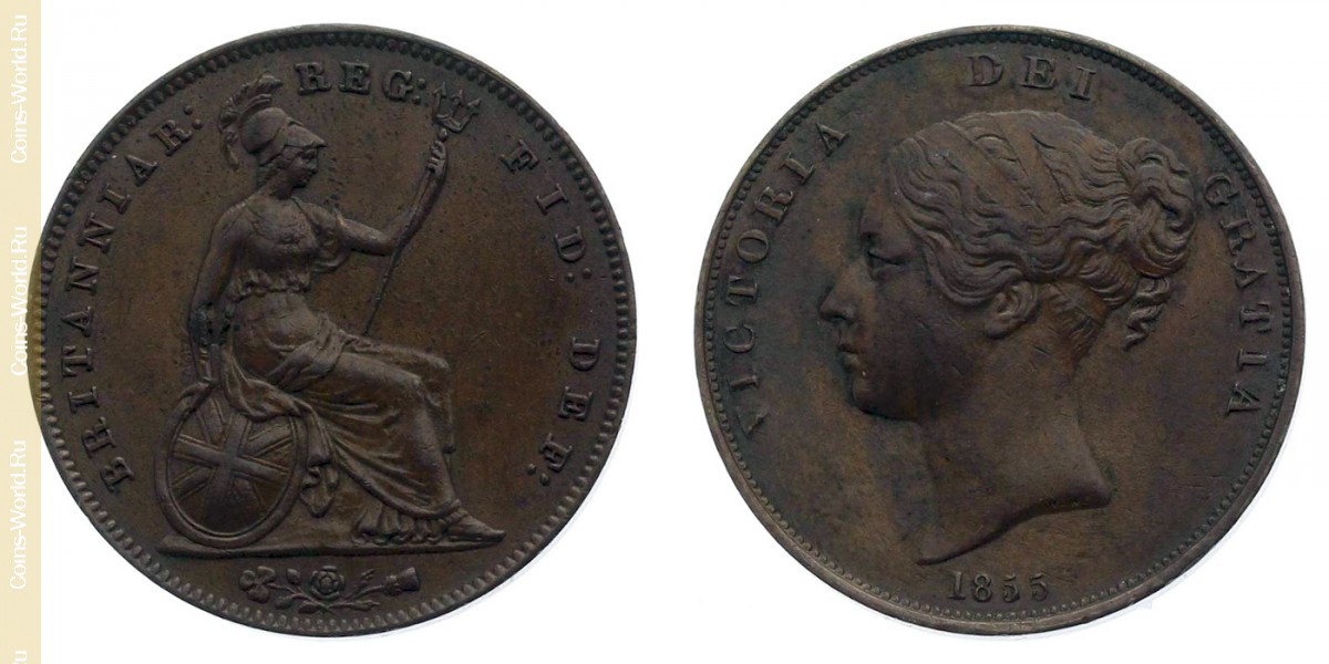 1 penique 1855, Reino Unido