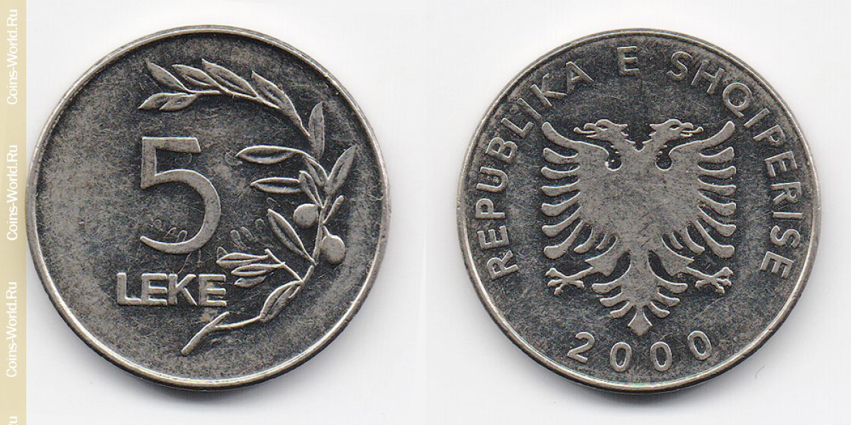 5 lekë ano 2000 Albânia