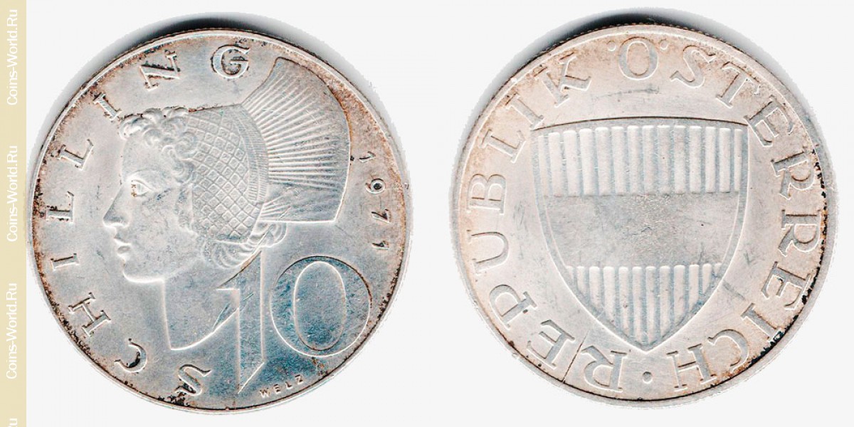 10 schilling 1971, Áustria