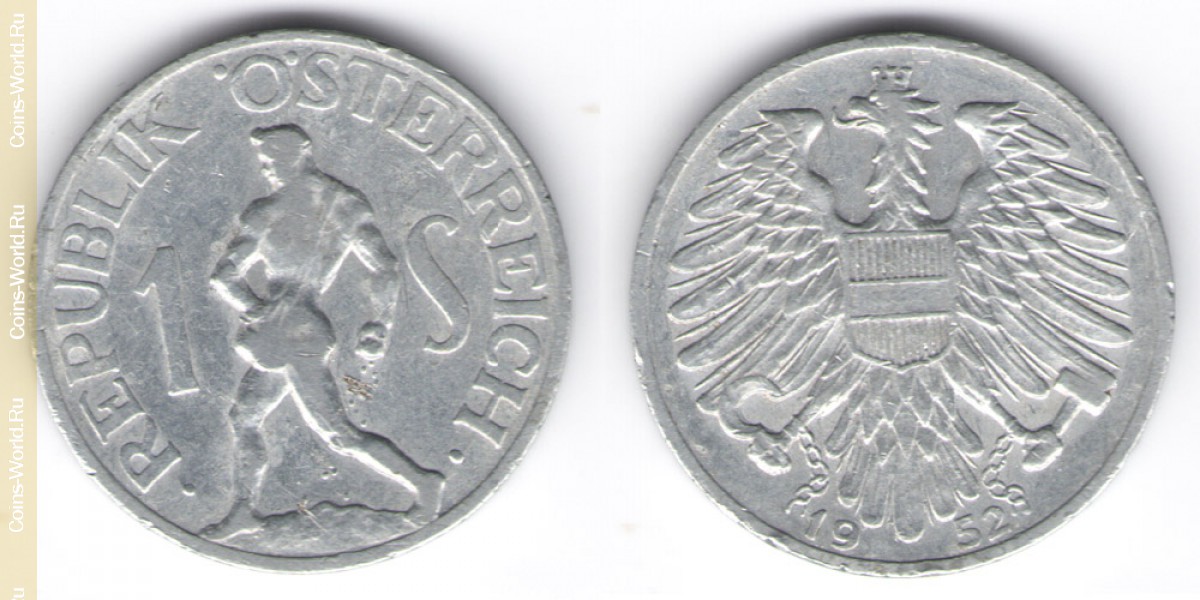 1 shilling de 1952, Áustria