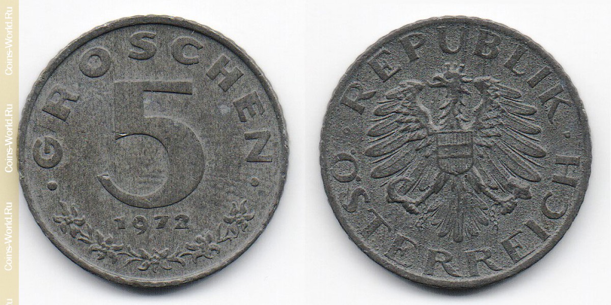 5 groschen 1972, Áustria