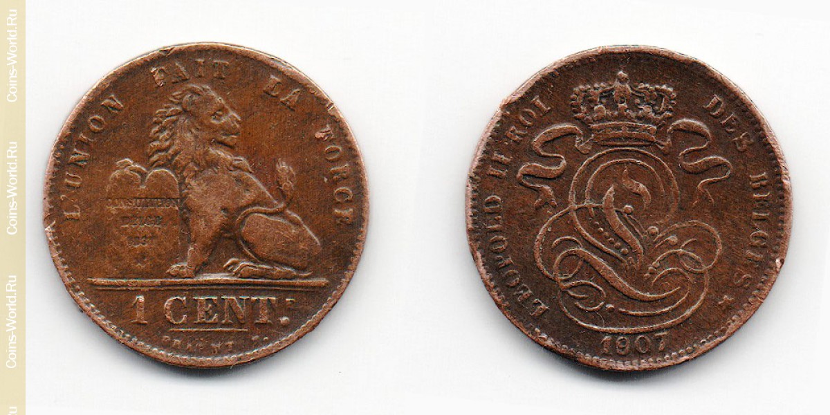 1 céntimo 1907, Bélgica