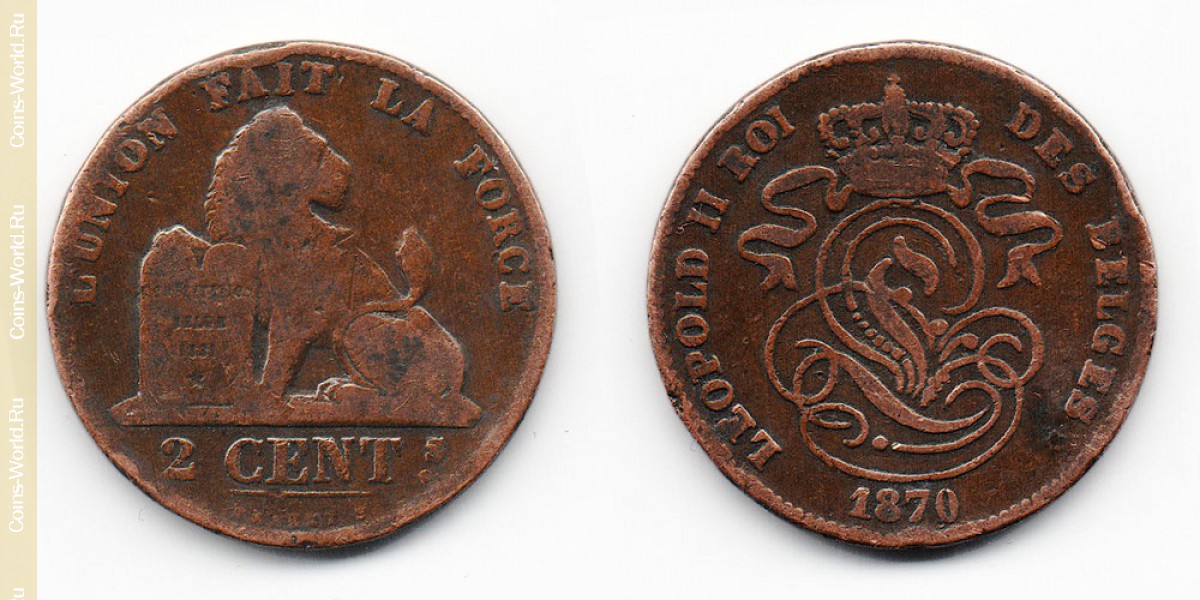 2 Centimes 1870 Belgien