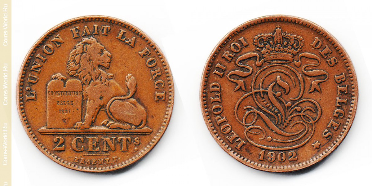 2 centimes 1902 Belgium