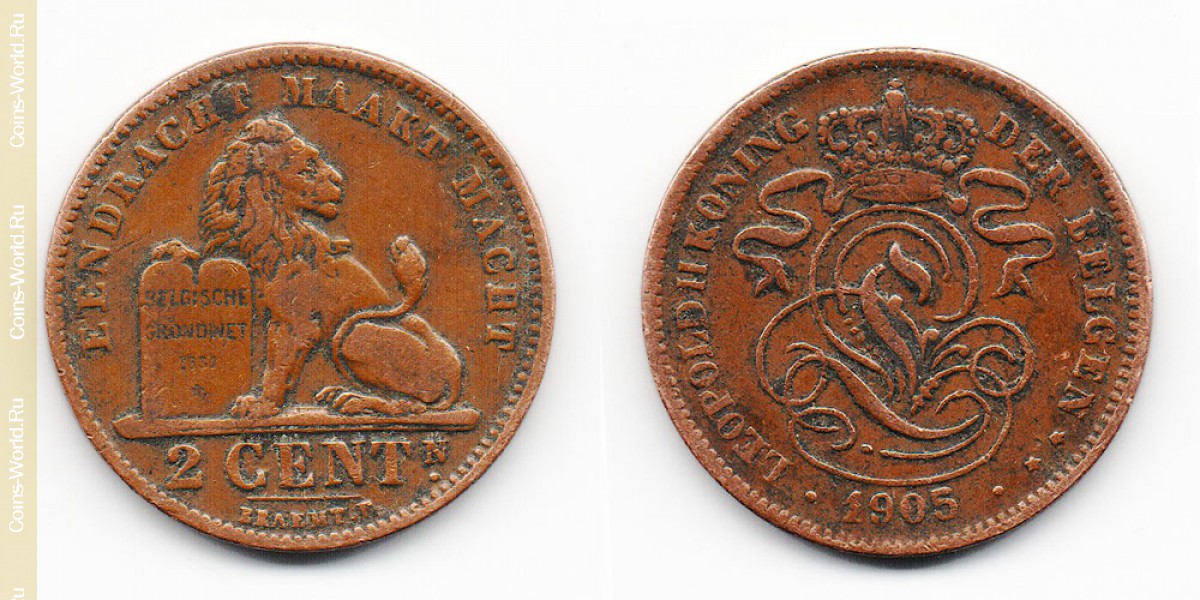2 cêntimos 1905, a Bélgica