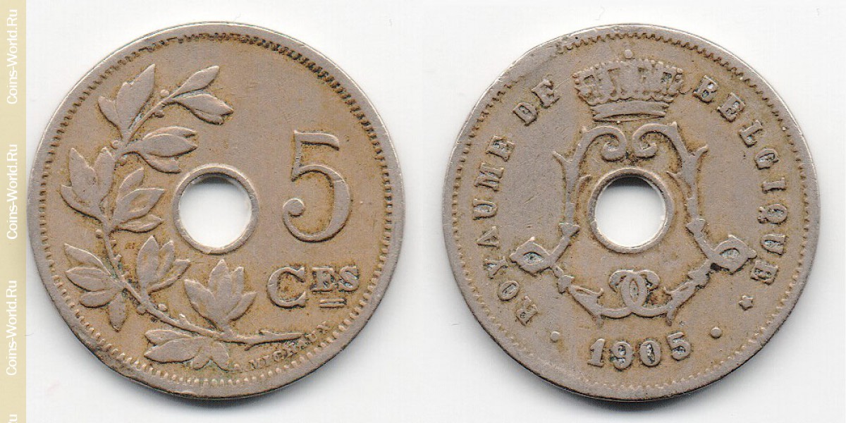 5 céntimos 1905, Bélgica