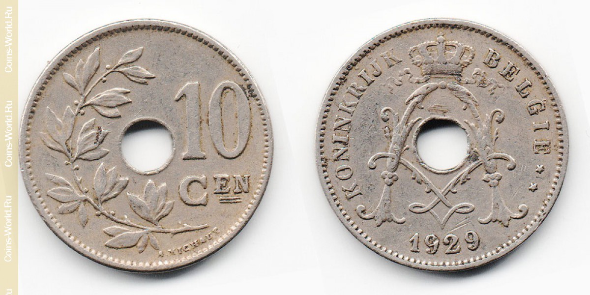 10 cêntimos 1929, Bélgica