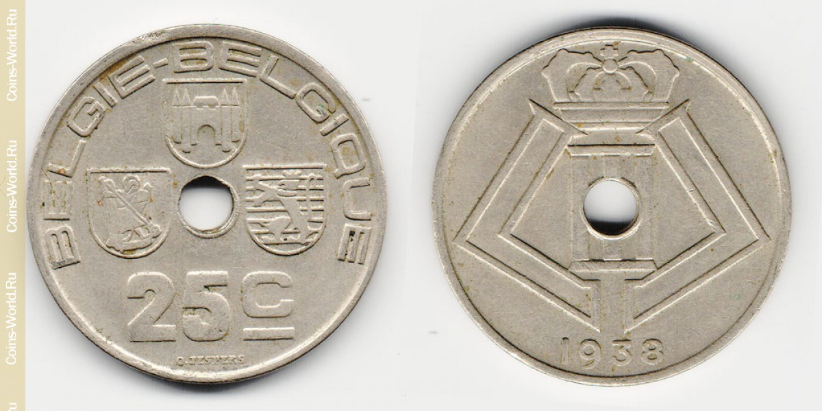 25 cêntimos 1938 Bélgica