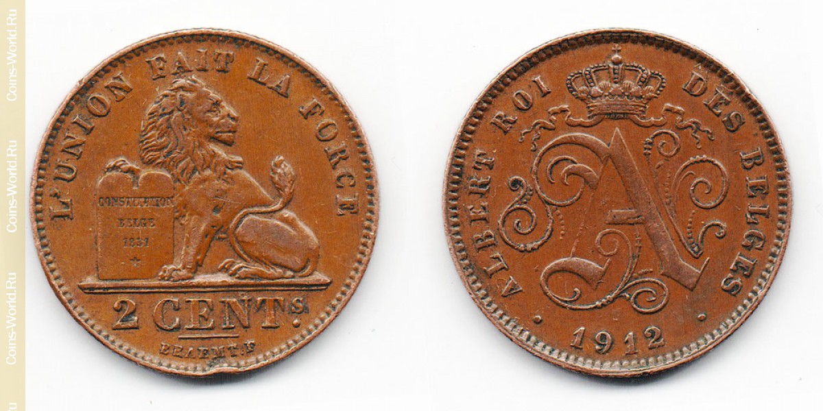 2 centimes 1912 Belgium