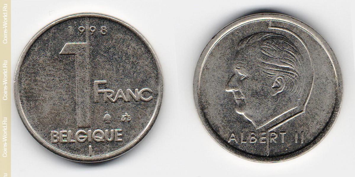 1 франк 1998 года Бельгия