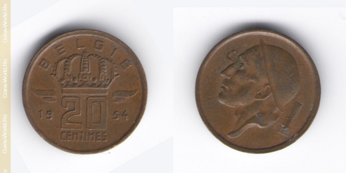 20 céntimos 1954, Bélgica
